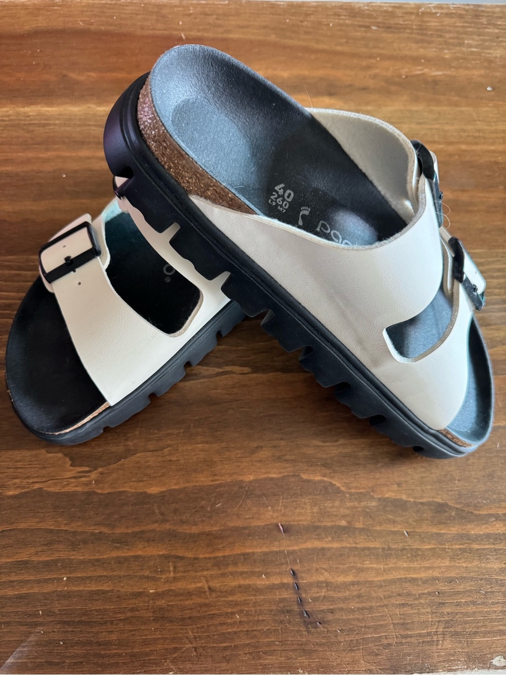 Birkenstock Papillio Cream Double-Buckle Lug Sole Sandals